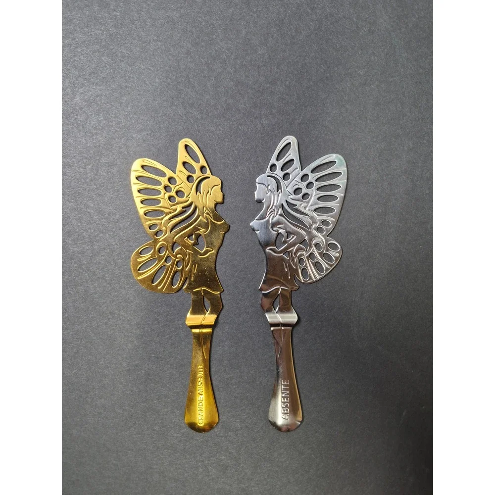 Absente Grande Absente Green Fairy Absinthe Spoons Gold Silver Set of 2 Barware